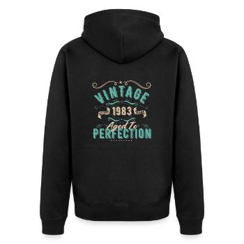 Vintage 1983 - 1983 Birthday Gift - Unisex Premium Organic Zip Hoodie - black - Back - Nico (187cm)