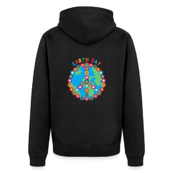 Earth day Peace - Unisex Premium Organic Zip Hoodie - black - Back - Nico (187cm)