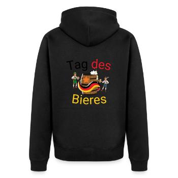German Beer Day - Unisex Premium Organic Zip Hoodie - black - Back - Nico (187cm)