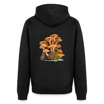 Pilze sammeln hat lange Tradition - Unisex Premium Bio Zip Hoodie - Schwarz - Hinten - Nico (187cm)