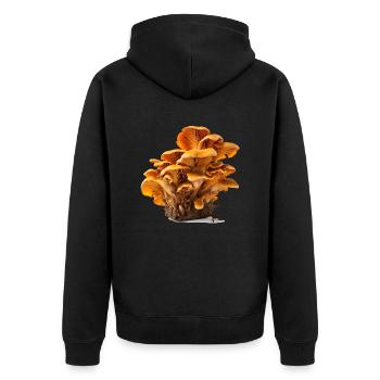 Pilze gibt es in allen Farben und Größen - Unisex Premium Bio Zip Hoodie - Schwarz - Hinten - Nico (187cm)