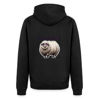 Schaf mit Sonnenbrille - I feel a sheep Connection - Unisex Premium Bio Zip Hoodie - Schwarz - Hinten - Nico (187cm)