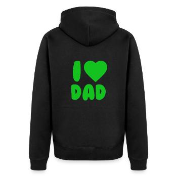 I LOVE DAD Green - Unisex Premium Bio Zip Hoodie - Schwarz - Hinten - Nico (187cm)