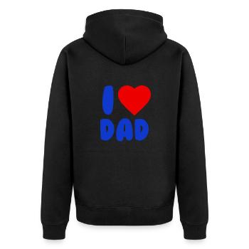 I LOVE DAD Blue Red - Unisex Premium Bio Zip Hoodie - Schwarz - Hinten - Nico (187cm)