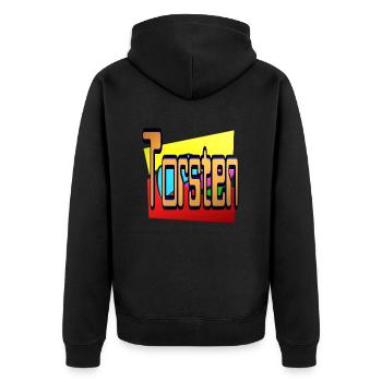 torsten2 - Unisex Premium Bio Zip Hoodie - Schwarz - Hinten - Nico (187cm)