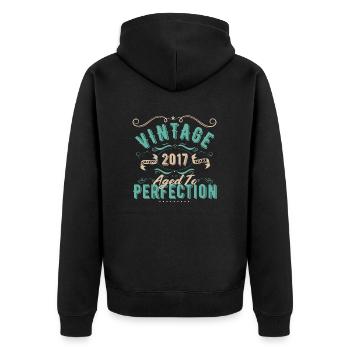 Jahrgang 2017-2017 Geburtstagsgeschenk - Unisex Premium Bio Zip Hoodie - Schwarz - Hinten - Nico (187cm)