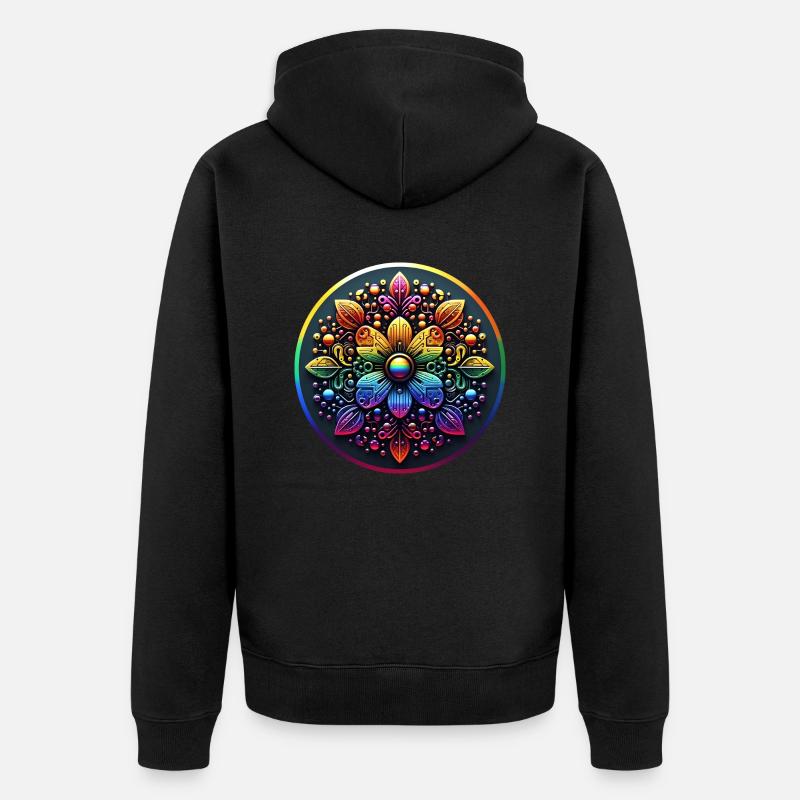Fleur arc-en-ciel mécanique 2 - Veste à capuche bio Premium Unisexe - noir