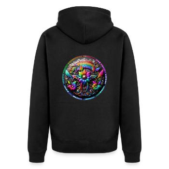 Fleur arc-en-ciel mécanique 3 - Veste à capuche bio Premium Unisexe - noir - Dos - Nico (187cm)