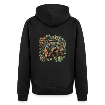Azteken-Tapir - Unisex Premium Bio Zip Hoodie - Schwarz - Hinten - Nico (187cm)