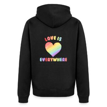 L’amour est partout - Veste à capuche bio Premium Unisexe - noir - Dos - Nico (187cm)
