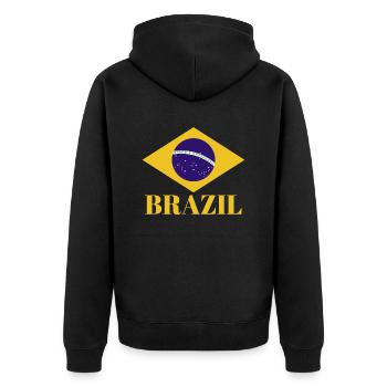 BRÉSIL BRASIL Drapeau Vintage C’est dans mon ADN Brésil - Veste à capuche bio Premium Unisexe - noir - Dos - Nico (187cm)
