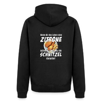 Schnitzel und Zitrone - Unisex Premium Bio Zip Hoodie - Schwarz - Hinten - Nico (187cm)