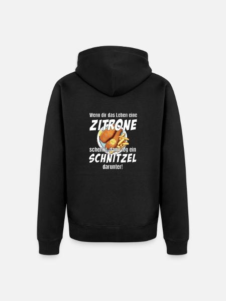 Schnitzel und Zitrone - Unisex Premium Bio Zip Hoodie - Schwarz