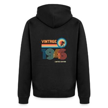 Vintage 1946 limited edition - Unisex Premium Organic Zip Hoodie - black - Back - Nico (187cm)