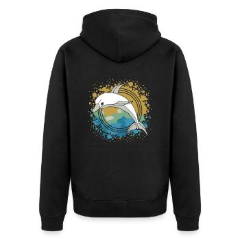 Delfin - Unisex Premium Bio Zip Hoodie - Schwarz - Hinten - Nico (187cm)