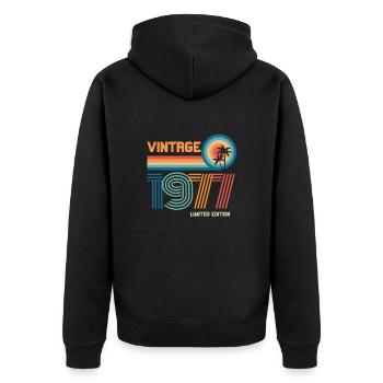 Jahrgang 1977 limitierte Auflage - Unisex Premium Bio Zip Hoodie - Schwarz - Hinten - Nico (187cm)