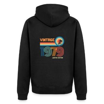 Jahrgang 1979 limitierte Auflage - Unisex Premium Bio Zip Hoodie - Schwarz - Hinten - Nico (187cm)