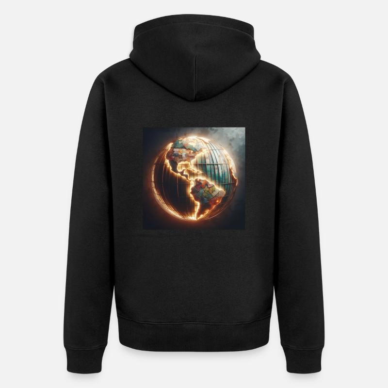 Globe lumineux - Veste à capuche bio Premium Unisexe - noir