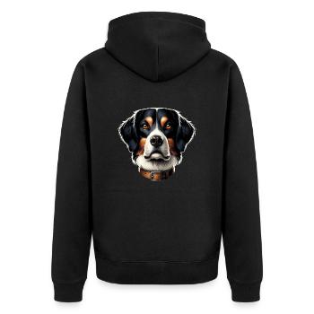 Good Dog's Portrait - Unisex Premium Organic Zip Hoodie - black - Back - Nico (187cm)