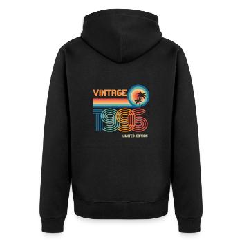 Jahrgang 1996 limitierte Auflage - Unisex Premium Bio Zip Hoodie - Schwarz - Hinten - Nico (187cm)