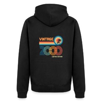 Vintage 2000 limitierte Auflage - Unisex Premium Bio Zip Hoodie - Schwarz - Hinten - Nico (187cm)