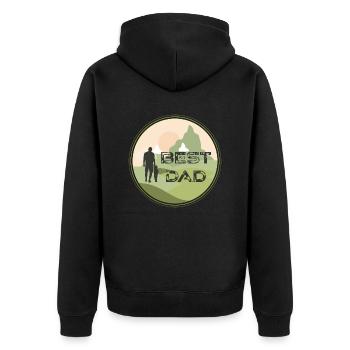 best dad - Unisex Premium Organic Zip Hoodie - black - Back - Nico (187cm)