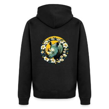 Nashorn - Unisex Premium Bio Zip Hoodie - Schwarz - Hinten - Nico (187cm)