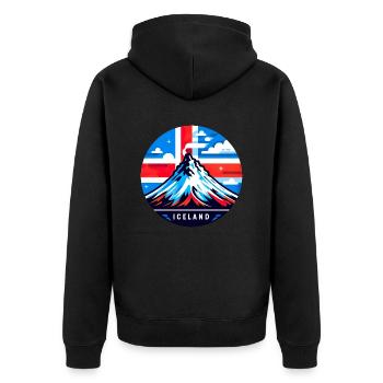 iceland Island 5 - Unisex Premium Bio Zip Hoodie - Schwarz - Hinten - Nico (187cm)