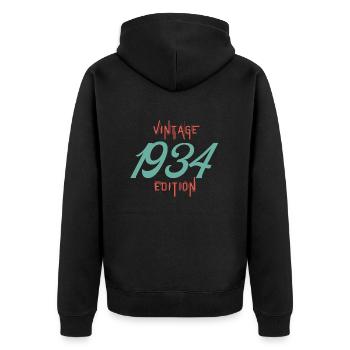 Jahrgang Ausgabe 1934 - Unisex Premium Bio Zip Hoodie - Schwarz - Hinten - Nico (187cm)