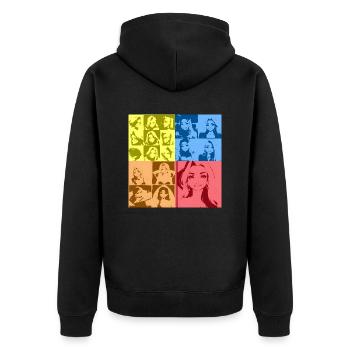Daisy POPART - Unisex Premium Bio Zip Hoodie - Schwarz - Hinten - Nico (187cm)