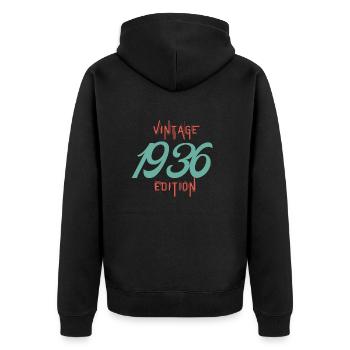 Vintage 1936 Edition - Unisex Premium Organic Zip Hoodie - black - Back - Nico (187cm)