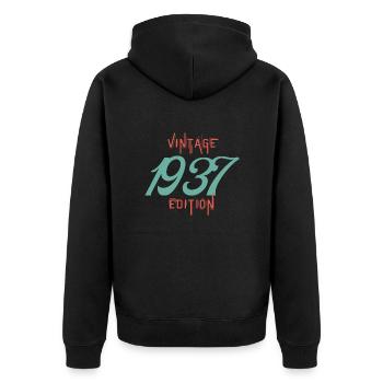 Jahrgang 1937 - Unisex Premium Bio Zip Hoodie - Schwarz - Hinten - Nico (187cm)
