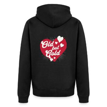 Old but Gold with a red heart for the dearest - Unisex Premium Organic Zip Hoodie - black - Back - Nico (187cm)