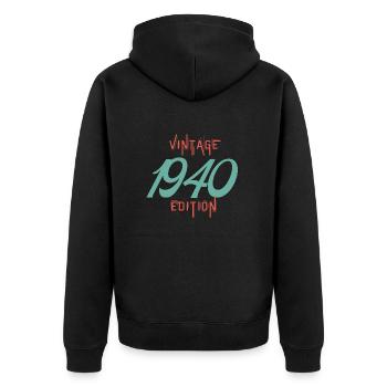 Vintage-Ausgabe aus den 1940er Jahren - Unisex Premium Bio Zip Hoodie - Schwarz - Hinten - Nico (187cm)