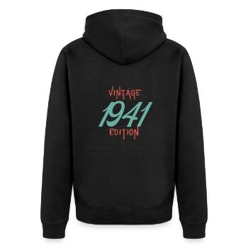 Vintage 1941 Edition - Unisex Premium Organic Zip Hoodie - black - Back - Nico (187cm)