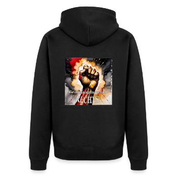gegen rechts - Unisex Premium Bio Zip Hoodie - Schwarz - Hinten - Nico (187cm)