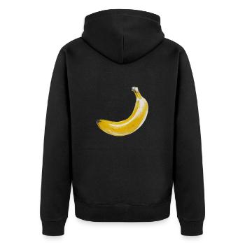 Banane - Unisex Premium Bio Zip Hoodie - Schwarz - Hinten - Nico (187cm)