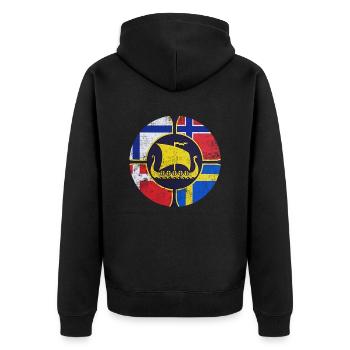 Schweden Schweden Skandinavien der Norden Wikinger Norwegen - Unisex Premium Bio Zip Hoodie - Schwarz - Hinten - Nico (187cm)