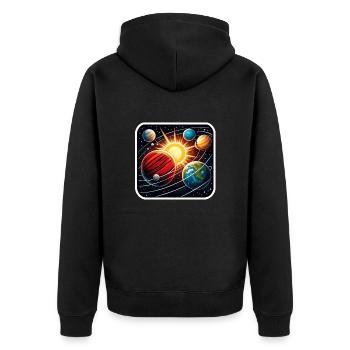 Space - Unisex Premium Organic Zip Hoodie - black - Back - Nico (187cm)