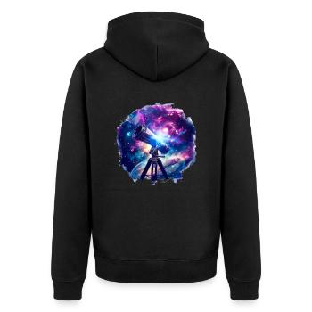 Découvrez les merveilles du cosmos avec le télescope - Veste à capuche bio Premium Unisexe - noir - Dos - Nico (187cm)