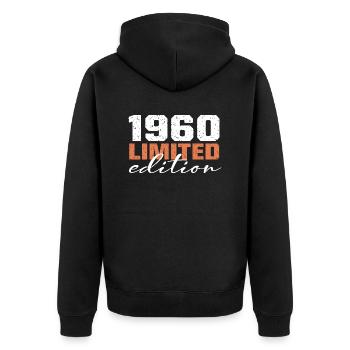 Né en 1960 | Vintage 1960 Anniversaire Rétro - Veste à capuche bio Premium Unisexe - noir - Dos - Nico (187cm)