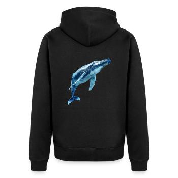 Buckelwale sind intelligente und verspielte Tiere - Unisex Premium Bio Zip Hoodie - Schwarz - Hinten - Nico (187cm)