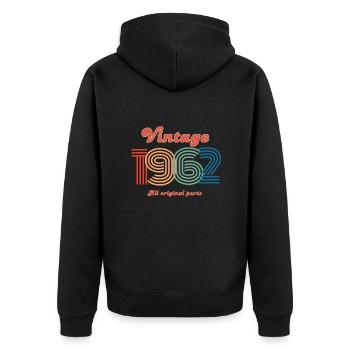Jahrgang 1962 alle Originalteile - Unisex Premium Bio Zip Hoodie - Schwarz - Hinten - Nico (187cm)