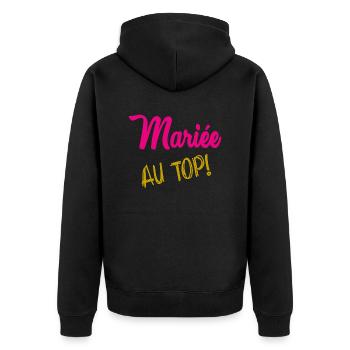 ICH KANN NICHT, ICH BIN VERHEIRATET - Unisex Premium Bio Zip Hoodie - Schwarz - Hinten - Nico (187cm)