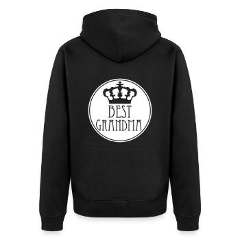 Best Grandma Krone Königin Edel Logo Rund Kreis - Unisex Premium Bio Zip Hoodie - Schwarz - Hinten - Nico (187cm)