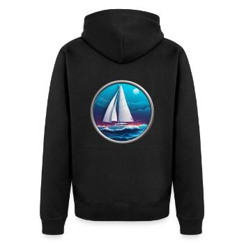 On the water - Unisex Premium Organic Zip Hoodie - black - Back - Nico (187cm)