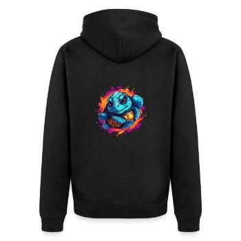 Turtle jumping out of the picture - Unisex Premium Organic Zip Hoodie - black - Back - Nico (187cm)