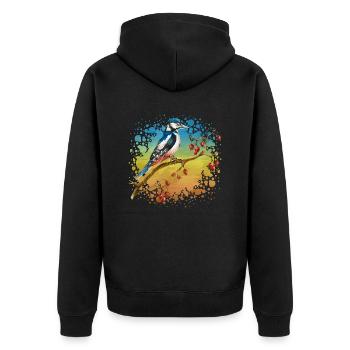 Bunter Vogel - Unisex Premium Bio Zip Hoodie - Schwarz - Hinten - Nico (187cm)