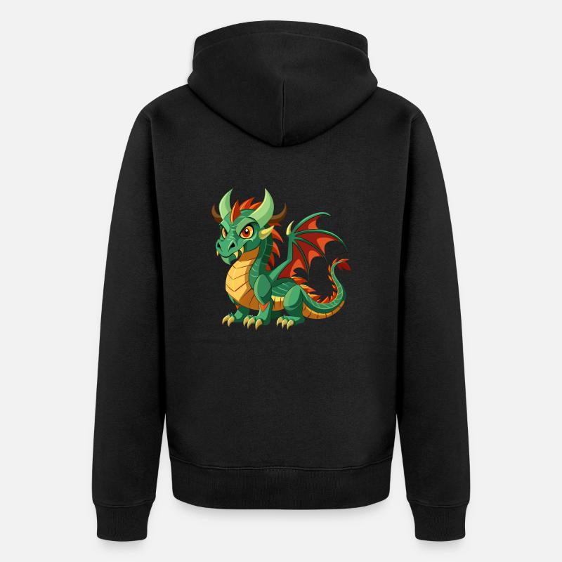 Drache - Unisex Premium Bio Zip Hoodie - Schwarz
