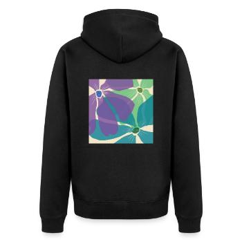 Blumenmuster - Unisex Premium Bio Zip Hoodie - Schwarz - Hinten - Nico (187cm)